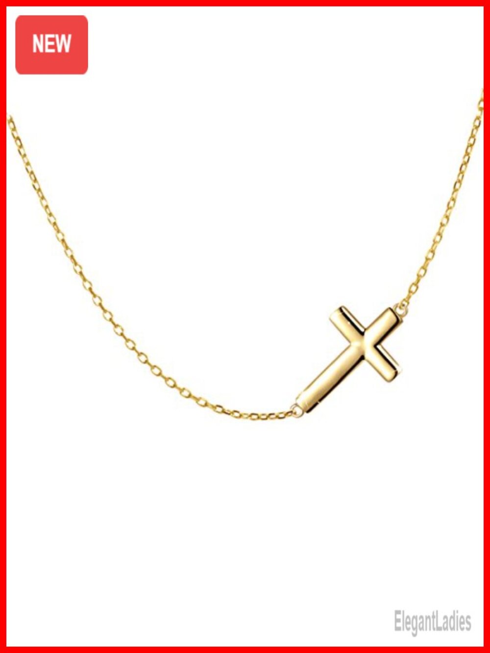S925 Sterling Silver Sideways Cross Choker Necklace 14+4 Inch